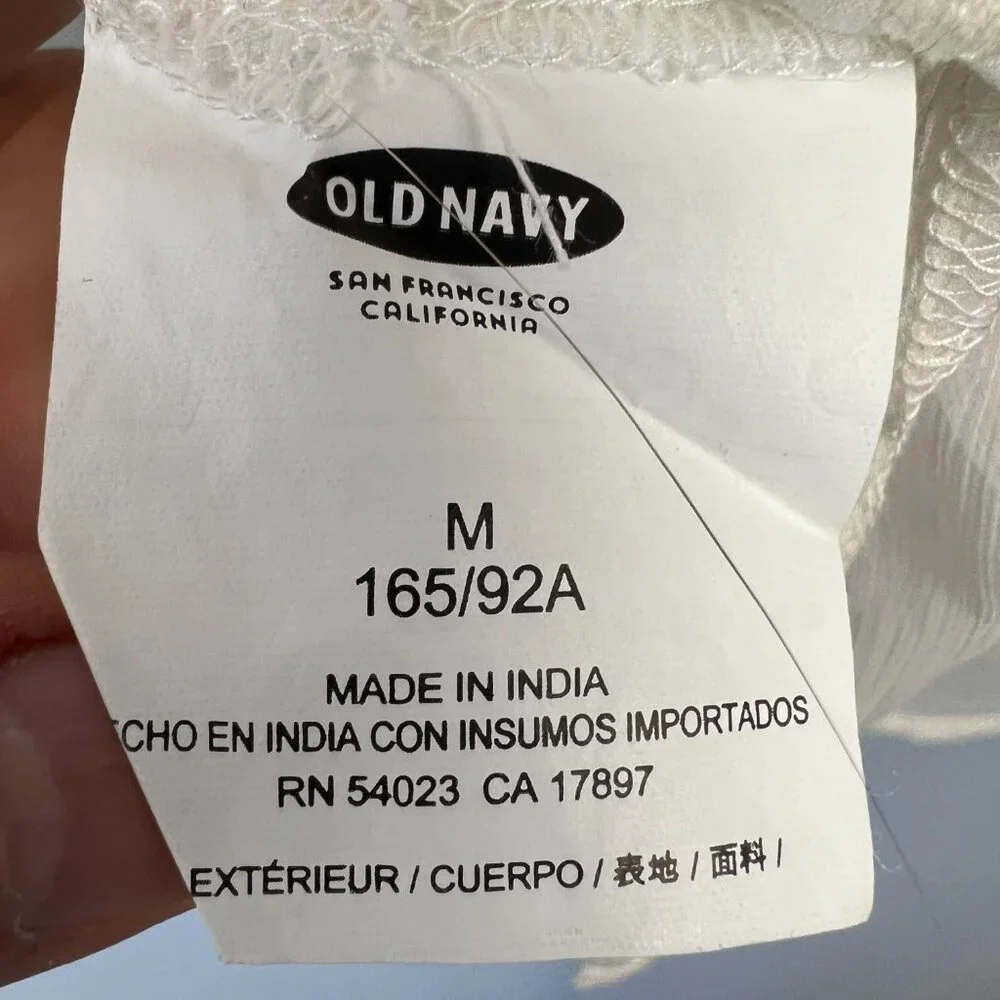 Old Navy Baja Embroidered Tunic Boho Peasant‎ in Whipped Cream Size M Sheer - Picture 3 of 10